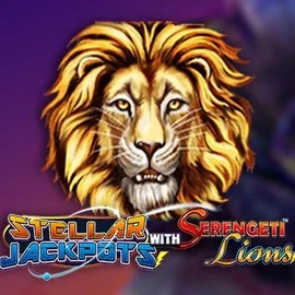 Stellar Jackpots with Serengeti Lions online game logo by Lightning Box Game on vox-casinos.org